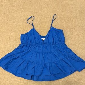 Blue Tiered Ruffled Camisole Blouse